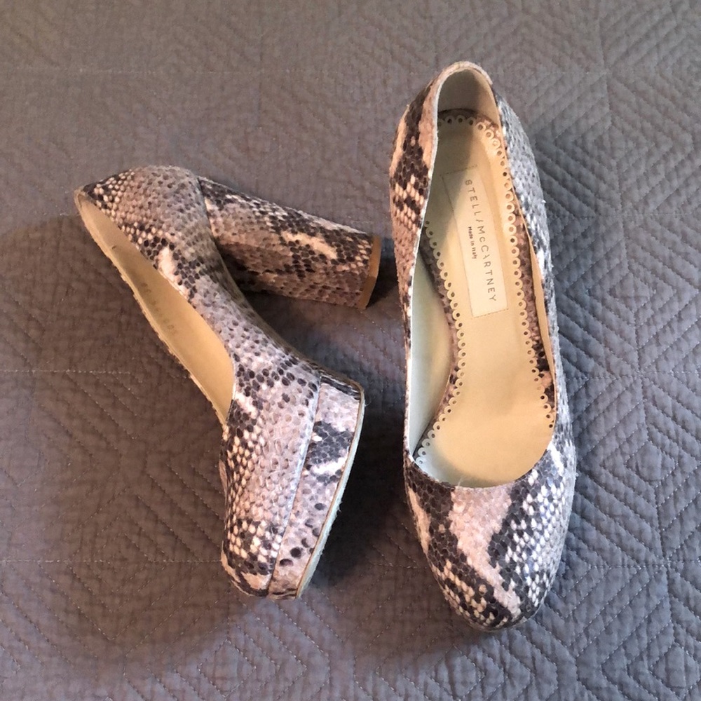 Stella McCartney Snake Skin Block Heels Sz 38